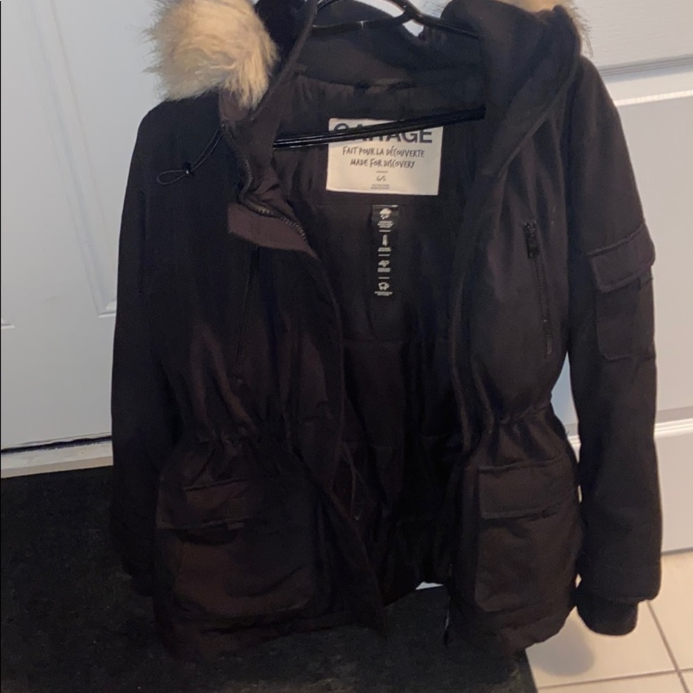 super cute fur hood garage coat